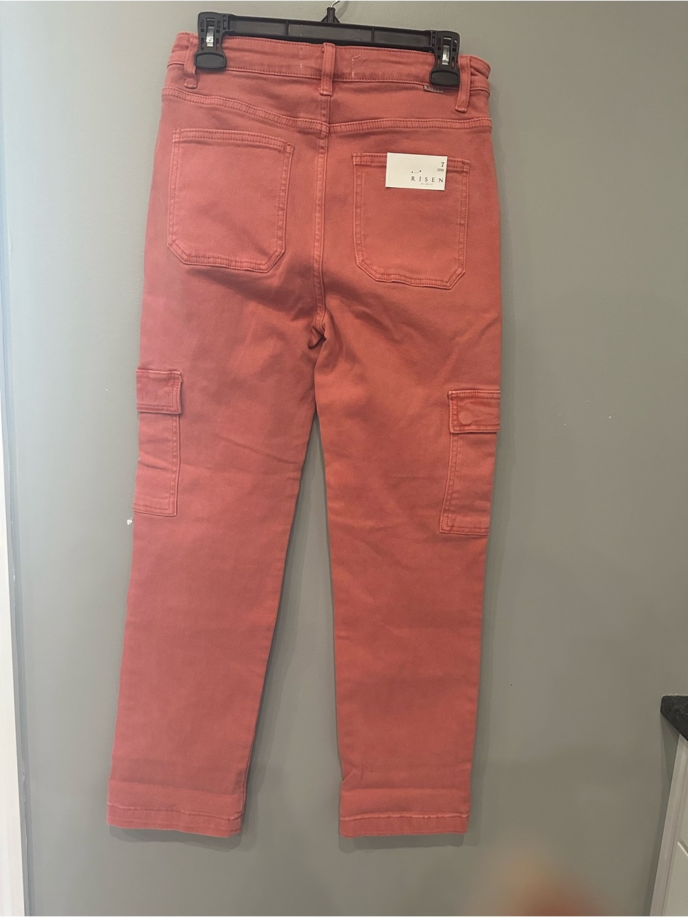 Risen Peach Blossom High-Rise Cargo Jeans Size 7/28 - Picture 7 of 10